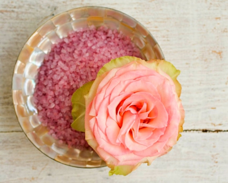 Rose and Bowl of Bath Salt