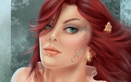 Elf princess - woman, princess, green eyes, elf, redhead, girl, fantasy