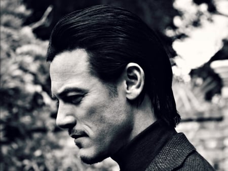 Luke Evans - white, luke evans, man, profile, actor, instyle man, black