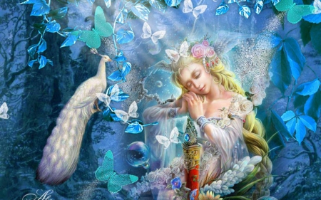 sweet dreams - butterfly, blue, sweet, dream