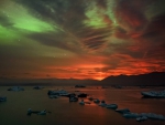 Aurora and Volcanic Light Pillar