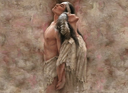 â¤ - painting, couple, natived, indians