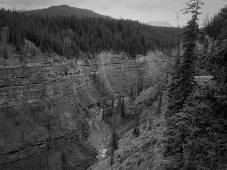 A canyon in Western Canada - alberta, nordegg, monochrome, canada, crescent falls