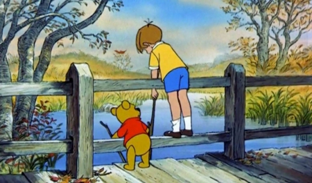 winnie the pooh - water, bridge, pooh, winnie