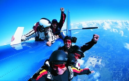 skydiving - cloud, skydiving, plane, sky