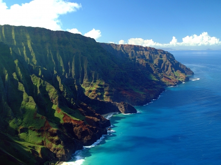 Beautiful Blue Sea - nature, oceans, blue, cliffs