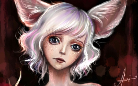 Ahri - pink, cute, girl, fox, art, ahri, ears, league of legends, woman