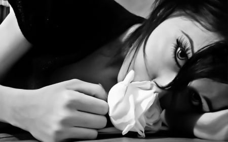 why us - beauty, bw, lying, flower