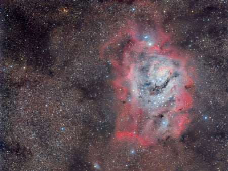 The Lagoon Nebula in Stars Dust and Gas - fun, stars, cool, galaxy, nebula, space