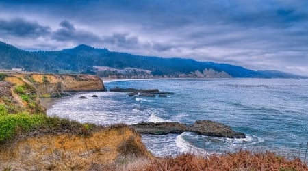 California coast - clouds, California, beach, USA, sea