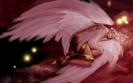 Sleeping Angel - wings, sleep, angel, tired