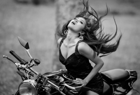 The passion for fast driving - motorbike, drive, passion, girl