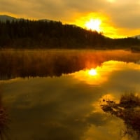 Sunset over Egelsee, Austria