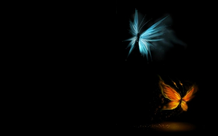 Love is like a butterfly - fire, fantasy, orange, love, 2butterflies, ice, blue