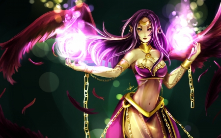 Morgana - woman, morgana, girl, chain, game, pink, league of legends, magical