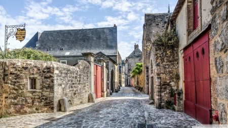 Medieval Street in France - street, france, architecture, medieval street in france, buildings