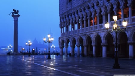 Piazza San Marco in Venice - venice, venice at night, piazza san marco in venice, architecture, buildings