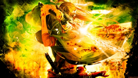 Demon of The Sun Fleet - samurai, blood, shinsengumi, hakuouki, visua novel, todo heisuke, katana, anime, grunge