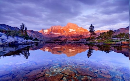 MOUNTAIN LAKE - reflections, water, shallow, lake, mountain