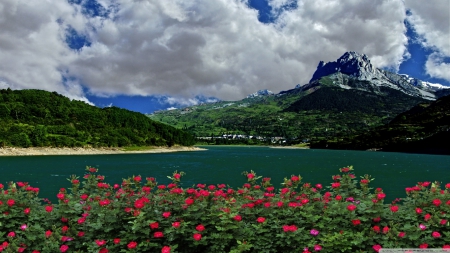 Lost in a Perfect Dream - nature, sky, clouds, lost in a perfect dream, volcanoes, flowers, mountains