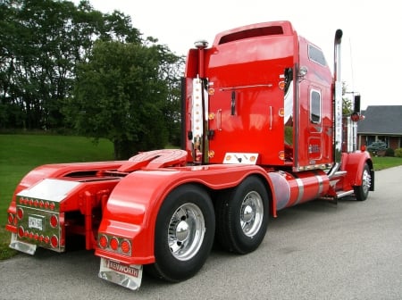 Red Kustom Kenworth - kenworth, semi, big rig, truck