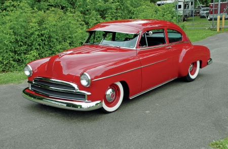 1949 Chevrolet Fleetline - red, classic, whitewalls, gm