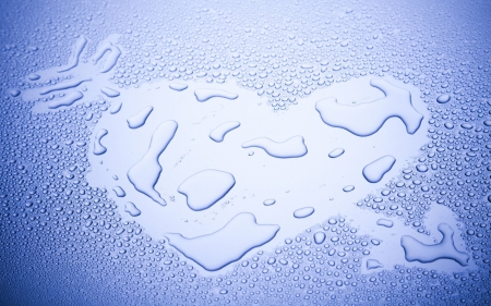 Heart - glass, heart, water drops, blue, day, valentine, arrow