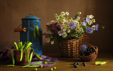 Still Life - flowers, beautiful, basket, still life