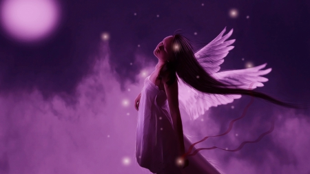 ~Purple Paradise~ - fantasy, female, winged, woman, mystical, wings, angel, magical