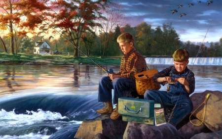 Brother Time - nature, fishing, buddies, river, water, boys, cabin