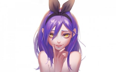 Cute girl - white, purple, girl, anime, bunny, cute, manga