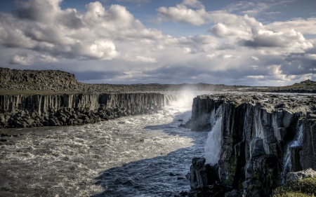 Selfoss Waterfalls, Iceland - nature, iceland, waterfall, rocks