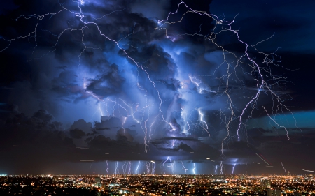 Massive Lightning Storm - storm, nature, lightning, sky