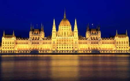 Hungarian Parliament Building - amazing, building, night, river