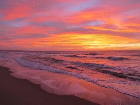 Ocean Sunset - nature, colorful, ocean, sunset