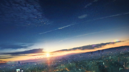 Tokyo - anime, scenery, tokyo, city, cg, japan, sunset, art, japanese