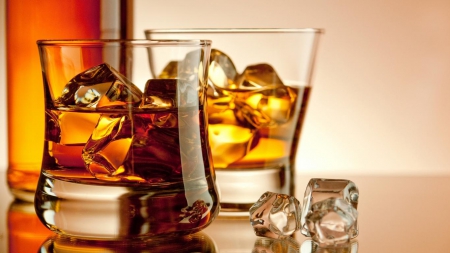 whiskey - ice, cubes, whiskey, glass