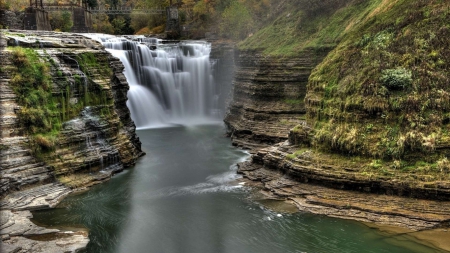 Rock Waterfall - nature, water, rock, waterfalls