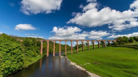 Bridge over River - clouds, bridges, architecture, rivers