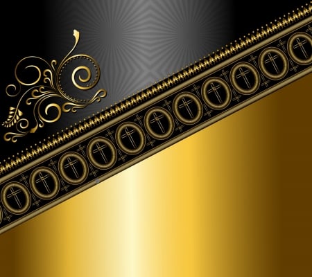 Decoration - background, black, decoration, gold