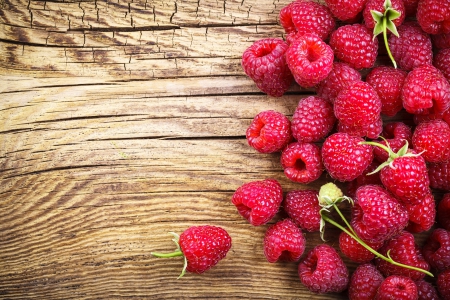 Raspberries - delicious, wooden, raspberries, fruits