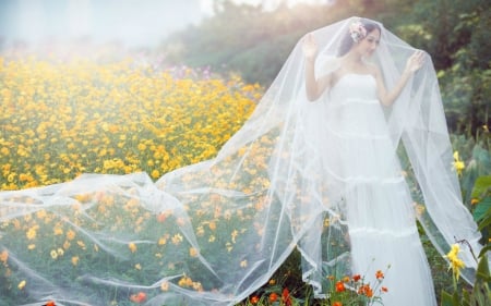 Beautiful Bride - flowers, bride, woman, model