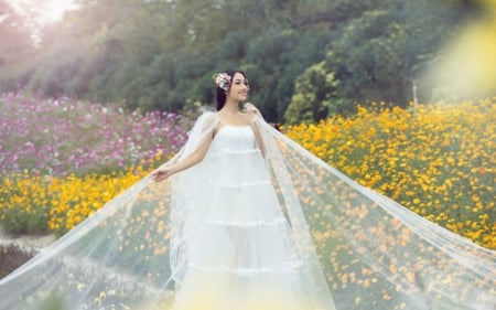 Beautiful Bride - flowers, bride, woman, model