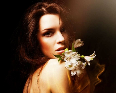 Beautiful Woman - flowers, face, woman, model