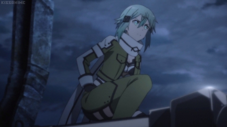 Sinon - asda, beauty, nice, ggo, female, emotional, anime girl, gloom, sao, pretty, sinister, anime, sword art online, scene, gloomy, sinon, girl, gun gale online, shino, lovely, sorrow, asada shino, beautiful, sweet, serious