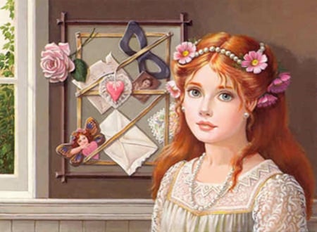 flower girl - beauty, art, flowers, fantasy