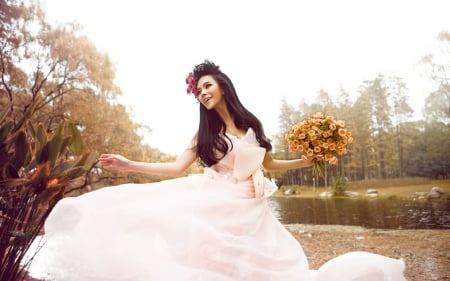 Beautiful Bride - bride, bouquet, woman, model