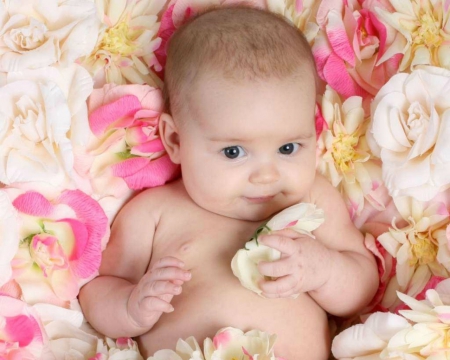 Sweet Child - flowers, petals, cute, baby