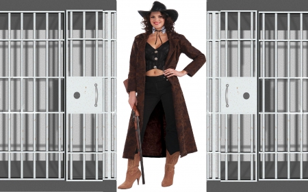 Jail Keeper - famous, girls, women, jail, style, fun, models, westerns, female, fashion, cowgirls, hats, nra, guns