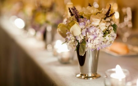 Beautiful Flowers - flowers, vase, table, settings